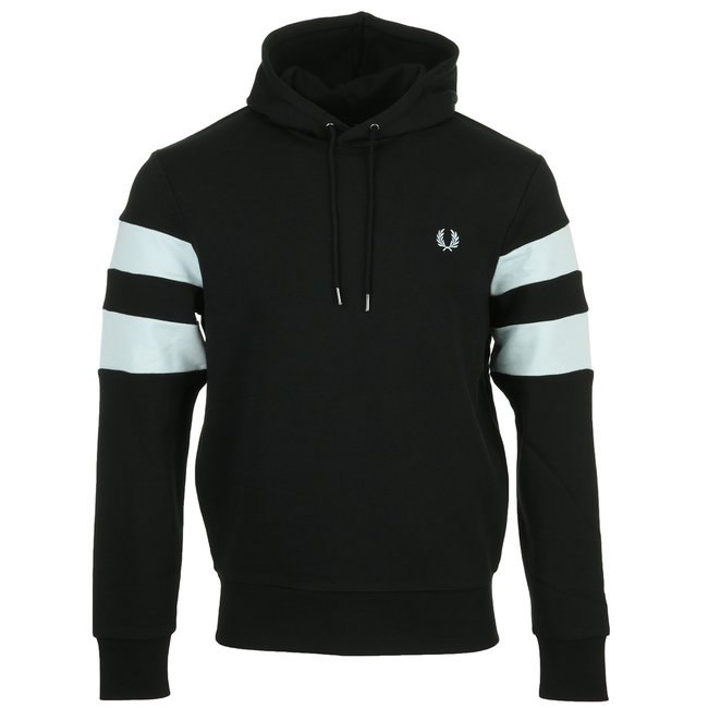 Tipped Sleeve Hooded Sweat black <span itemprop=