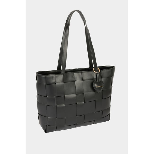 Sac cabas tressé noir <span itemprop=