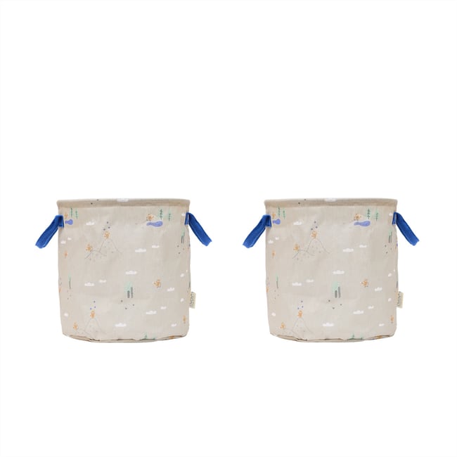 Ensemble de 2 paniers de rangement moyens MINI Couleur beige <span itemprop=