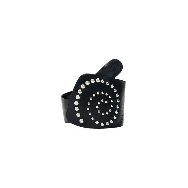 Ceinture Spirale Clous Cuir noir <span itemprop=
