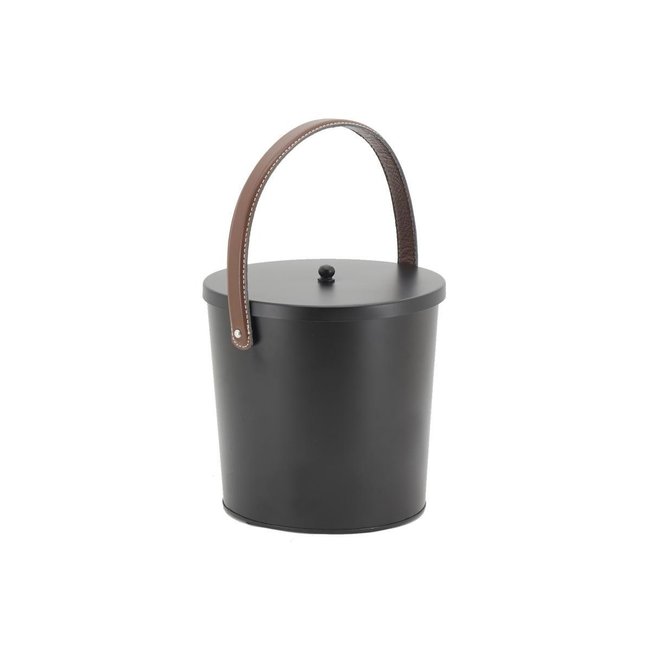 Seau à cendres en métal noir et cuir Couleur black <span itemprop=