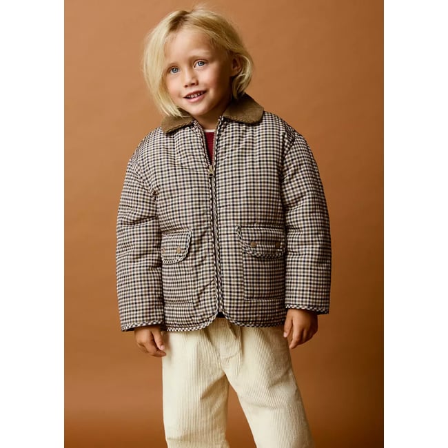 Veste carreaux poches marron <span itemprop=