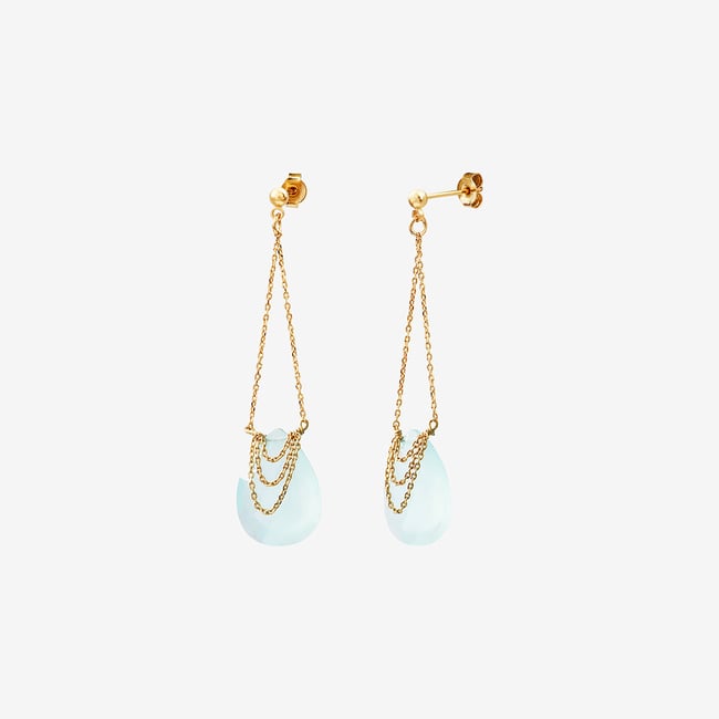 Boucles d'oreilles solange calcedoine bleue bleu <span itemprop=