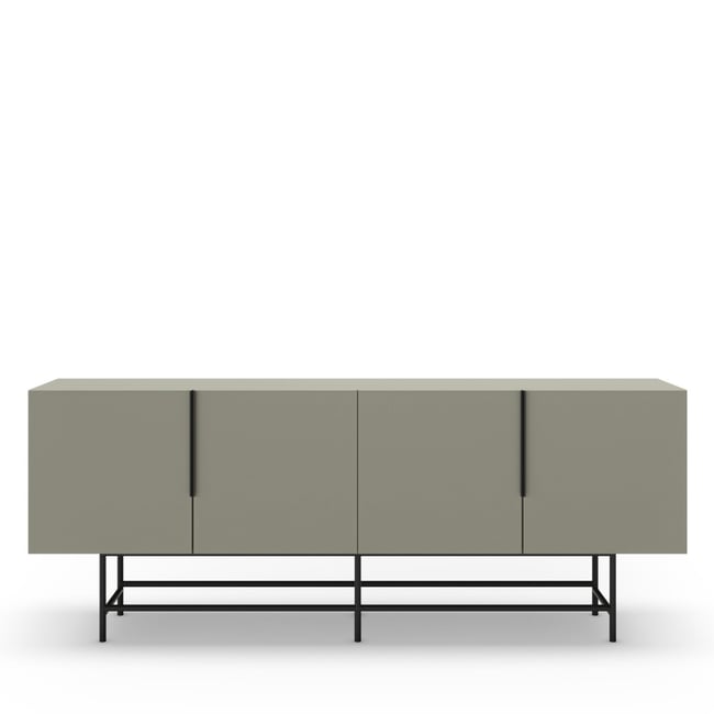 Buffet 4 portes en bois et métal L200cm- VINTARA Couleur vert amande <span itemprop=