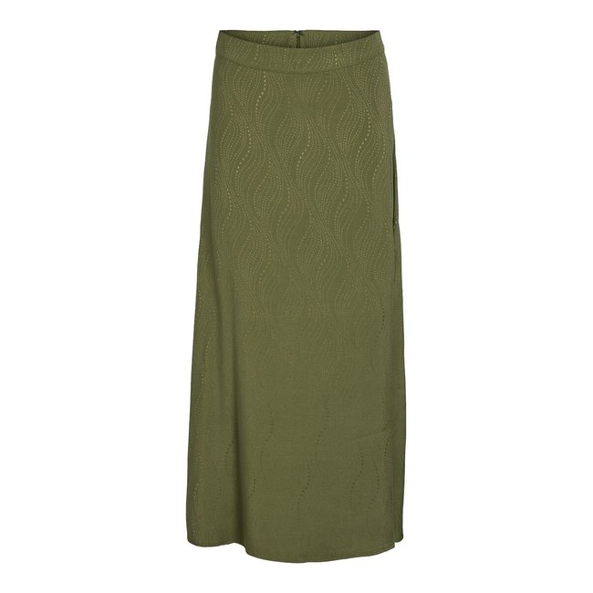 Jupe midi texturée olive <span itemprop=