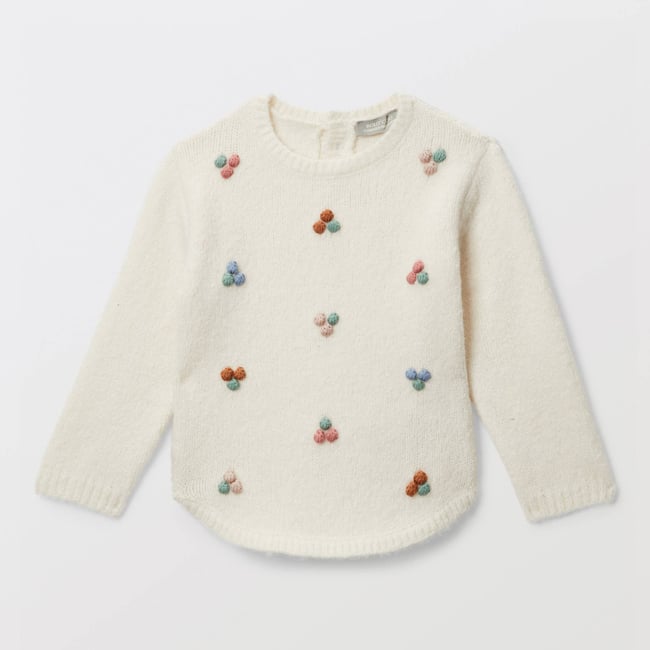 Pull brodé naturel <span itemprop=