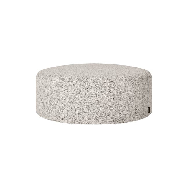 Pouf rond en fibre synthétique FOLK Couleur gris argile mélangé <span itemprop=