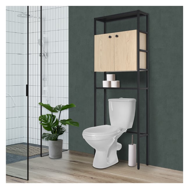 Meuble pont wc bois et métal Jamy v002228 <span itemprop=