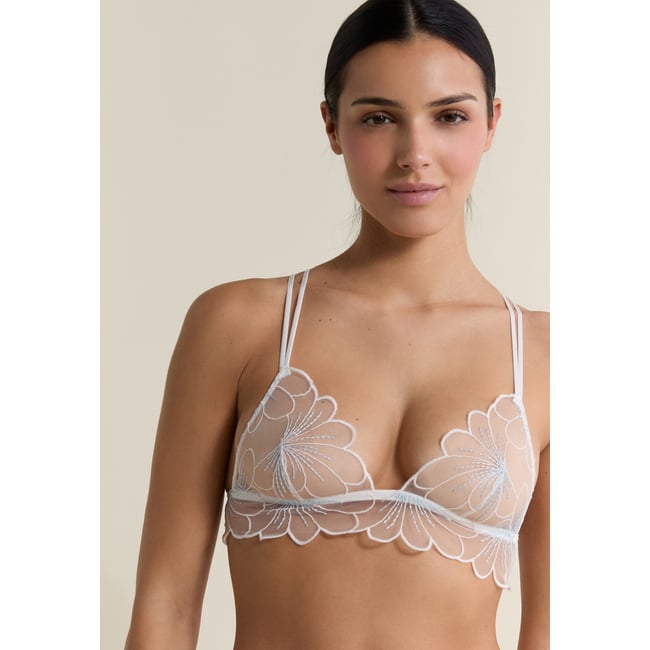 Soutien-gorge triangle en broderie CAMELIA blanc <span itemprop=