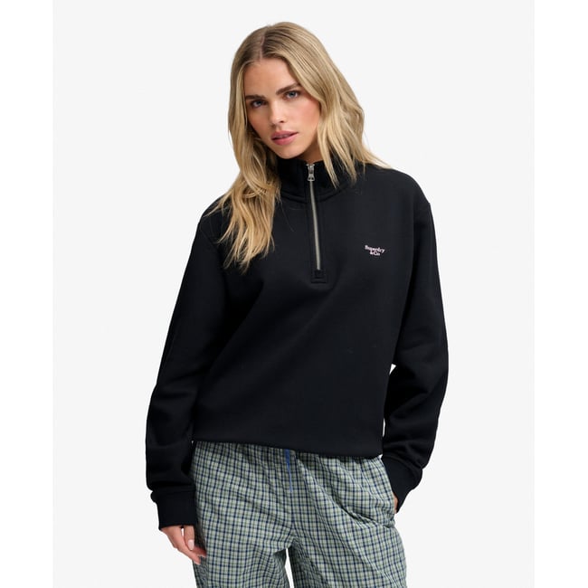 Sweatshirt Signature Demi-Zip Brodé bleu marine éclipse <span itemprop=