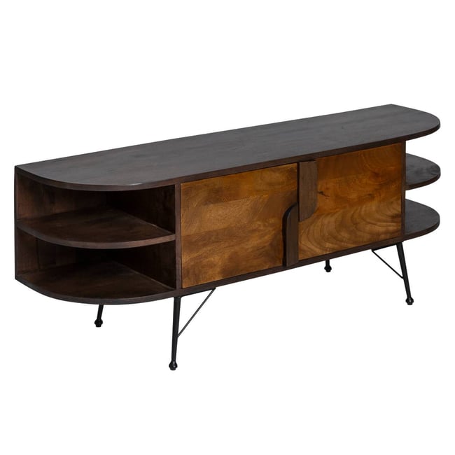Meuble TV en bois d'acacia et métal JUNO Couleur v002240 <span itemprop=