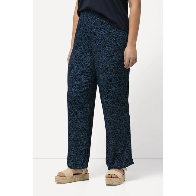 Pantalon à enfiler Rose à motif et taille marine <span itemprop=