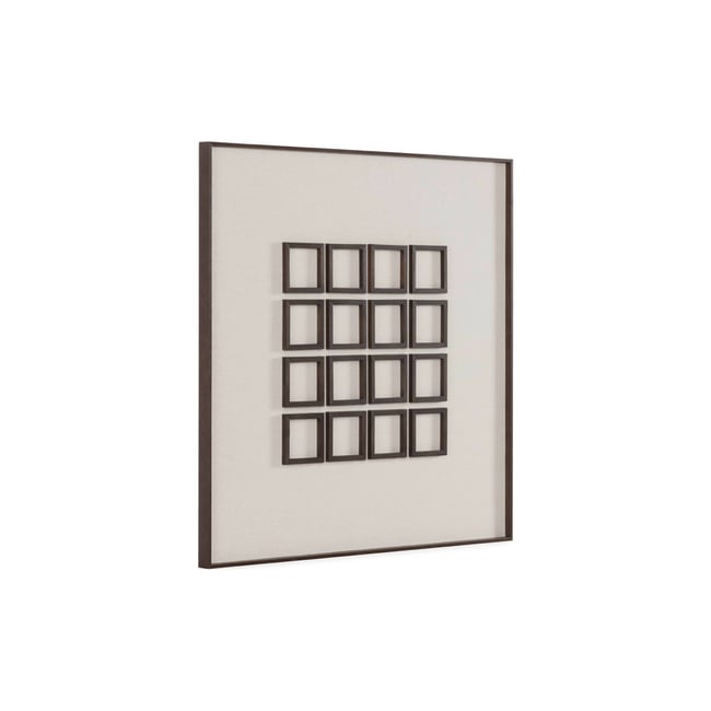 Tableau mural géométrique en verre et bois Couleur brun et beige <span itemprop=