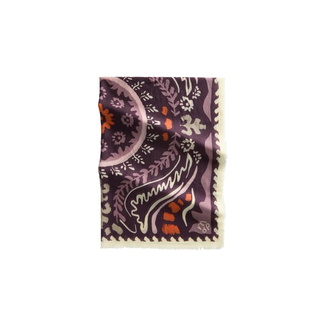 foulard en pure laine violet <span itemprop=