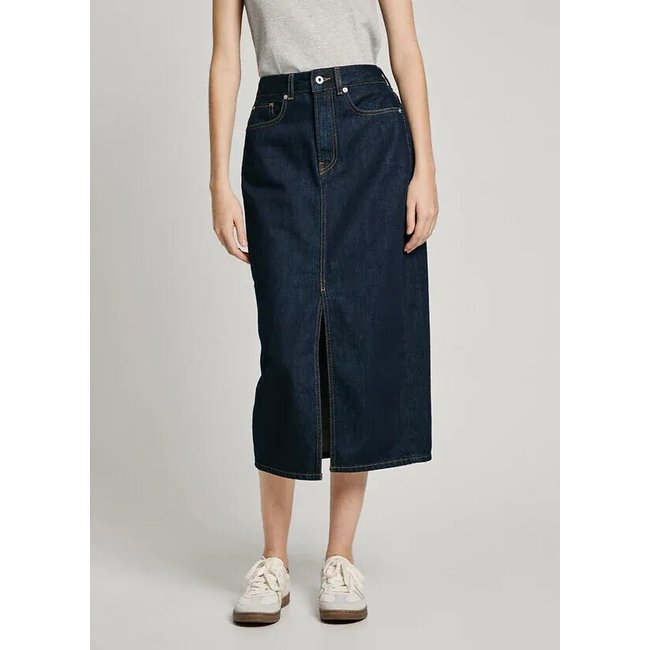 Юбка из джинсовой ткани с высокой посадкой стираный PEPE JEANS