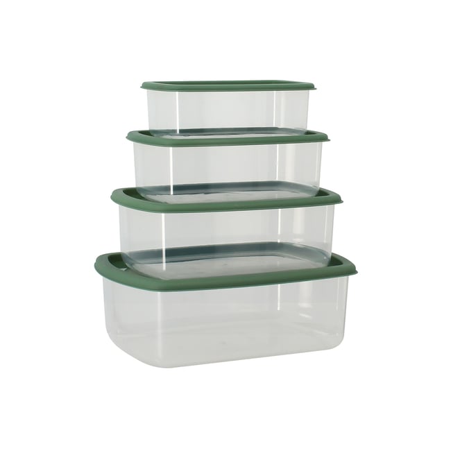 Set de 4 boites de conservation rectangulaire avec couvercle transparent-vert <span itemprop=
