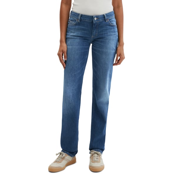 Jeans modèle Alby droit en denim italien Candiani bleu foncé <span itemprop=