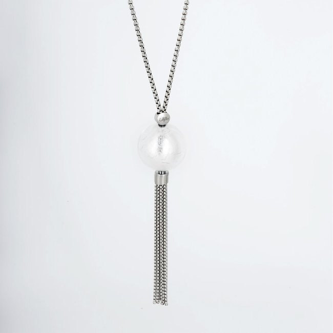 Long necklace Liliflo Grey - Murano Cristal, metal, LILIFLO