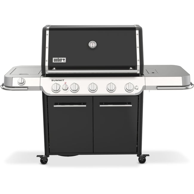 Barbecue gaz Summit FS38 E black 5 brûleurs sur chariot, 91x49 cm réchaud latéral - WEBER