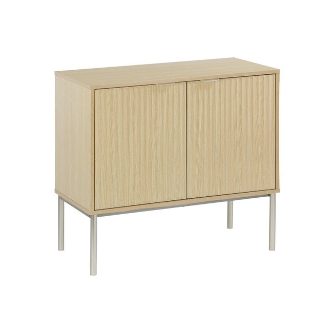 Buffet effet bois rainuré et métal 2 portes 80cm RICHMOND Couleur naturel <span itemprop=