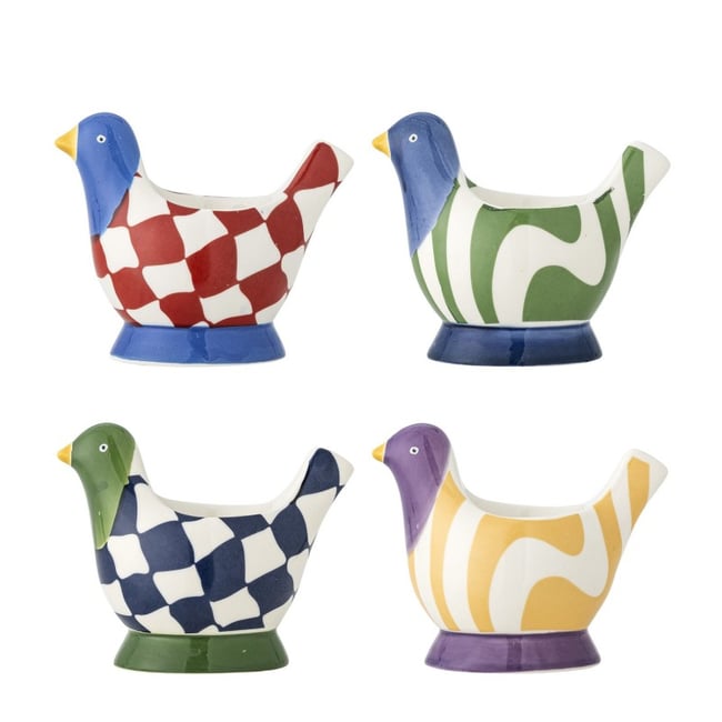 Coquetier poule  BIRDY set de 4 Couleur multicolore <span itemprop=