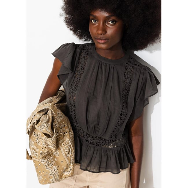 Blouse en cotonnade & guipures - PROMOD