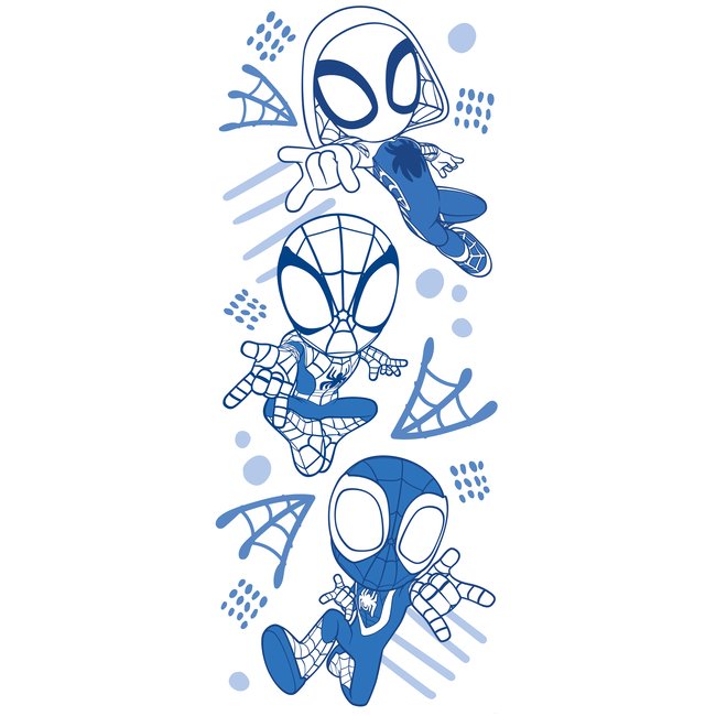 Papier peint Komar - Marvel Spidey and His Amazing Friends Blue Lines - 100 x 250 cm Couleur bleu <span itemprop=