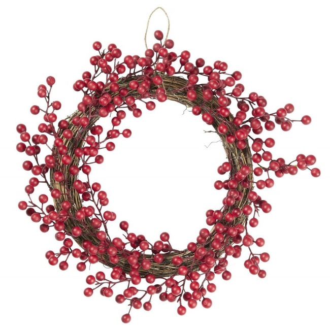 Couronne noël baies Couleur rouge <span itemprop=