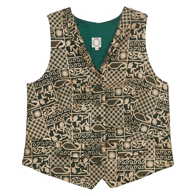 Gilet Robinson en coton brodé vert green <span itemprop=