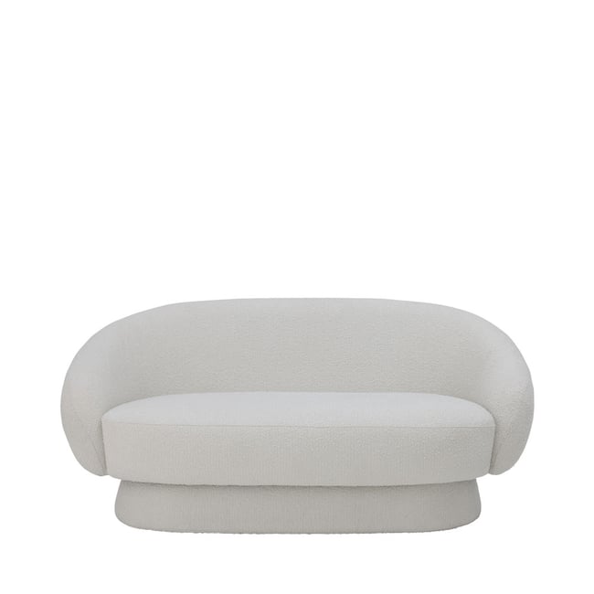 Canapé 2 places en tissu bouclette - TED Couleur blanc <span itemprop=