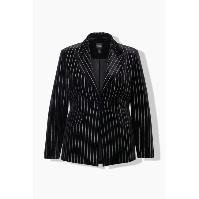 Blazer en velours, coupe Tailored Fit noir <span itemprop=