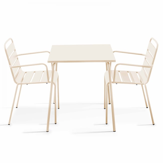 Salon de jardin table bistrot et 2 fauteuils en métal, PALAVAS - OVIALA