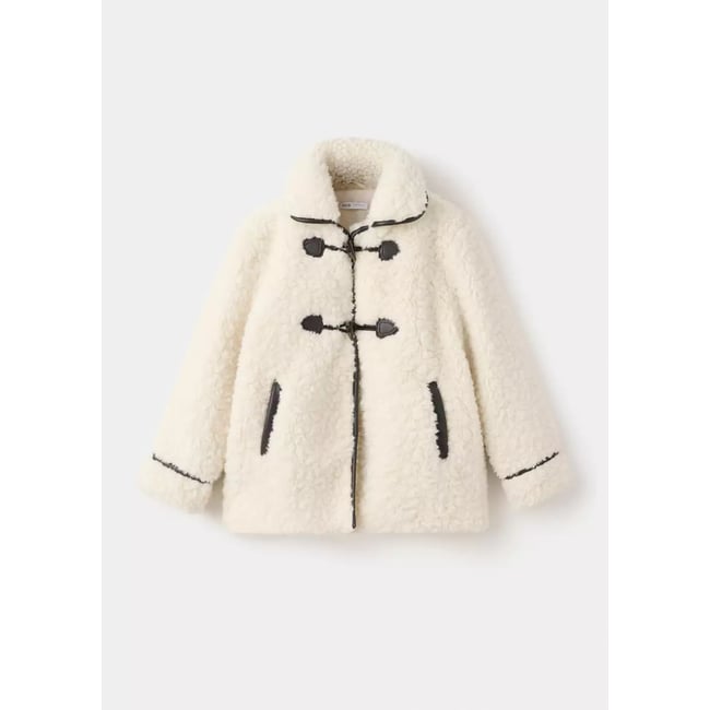 Manteau imitation mouton écru <span itemprop=