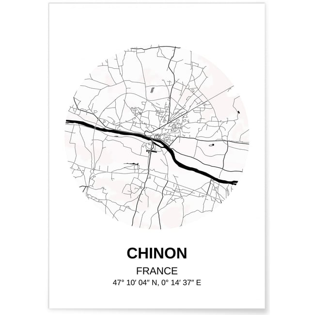 Affiche Carte Chinon Couleur blanc <span itemprop=