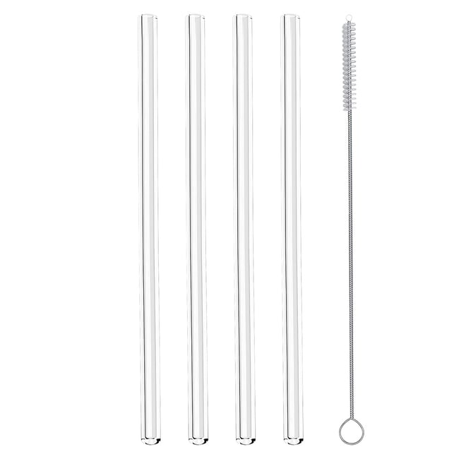 Set de 4 pailles en verre avec goupillon - METALTEX