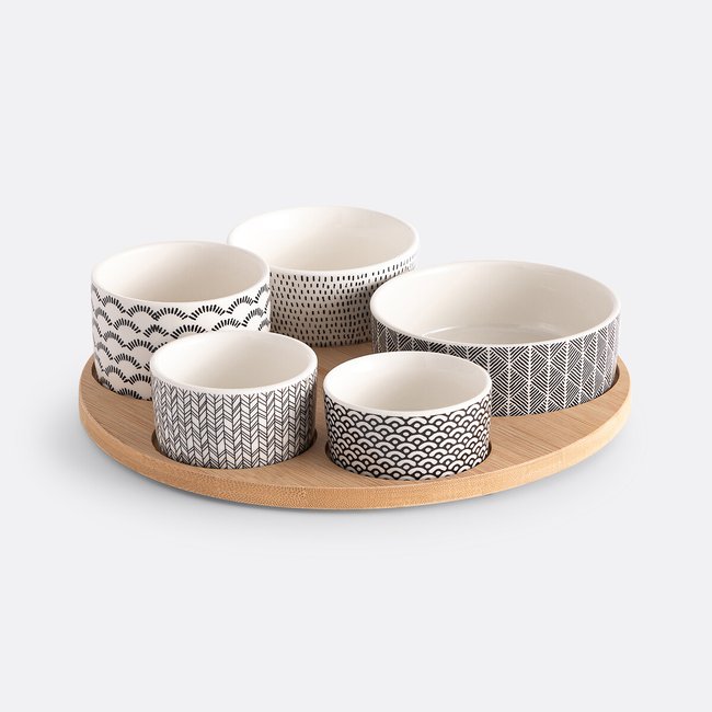 5er-Set Apéro-Schalen Etno schwarz/weiss <span itemprop=