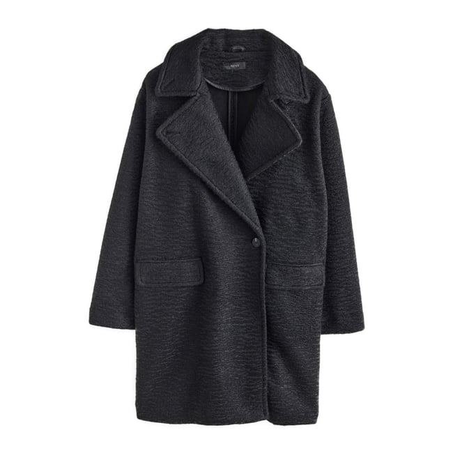 Long manteau avec col à revers noir <span itemprop=