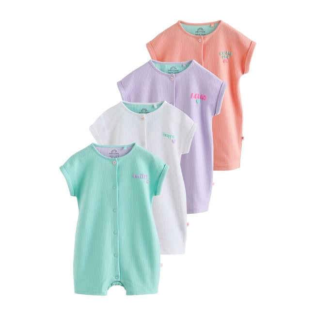 Barboteuses en jersey, lot de 4 multicolore aux couleurs vives <span itemprop=
