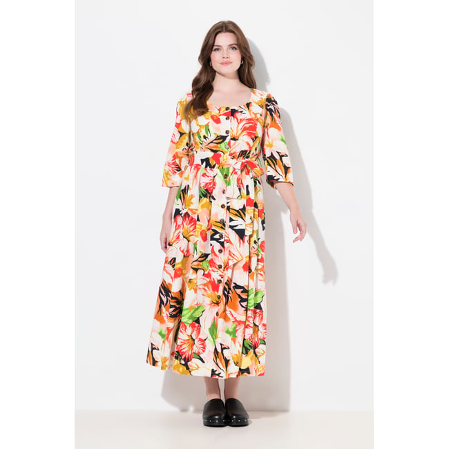 Robe maxi en lin mélangé rouge pavot <span itemprop=