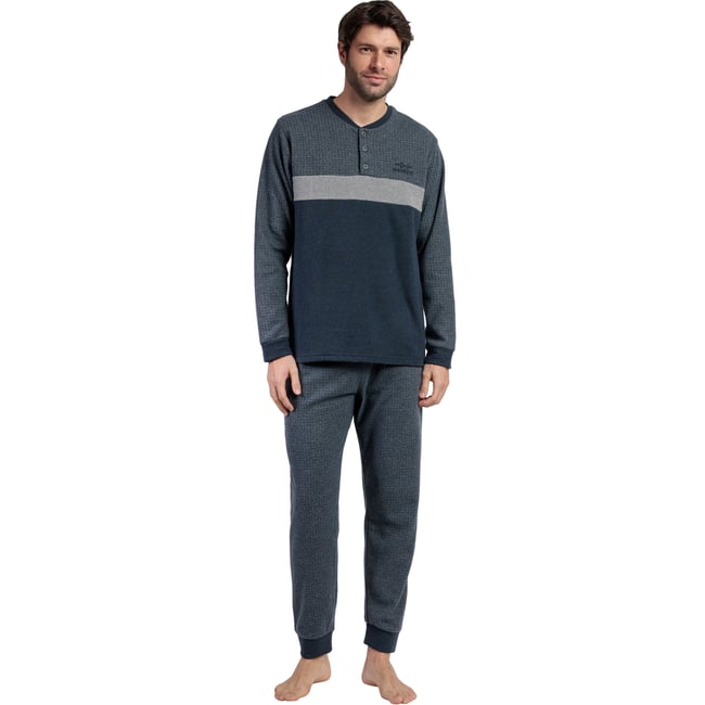 Pyjama pantalon top manches longues Grigio gris <span itemprop=