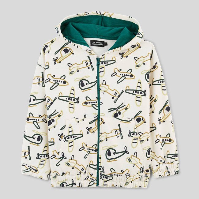 Sweat imprimé doublé sherpa, certifié OEKOTEX naturel <span itemprop=