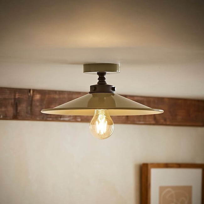 Hadley Rolled Edge Flush Ceiling Light, green, SO'HOME