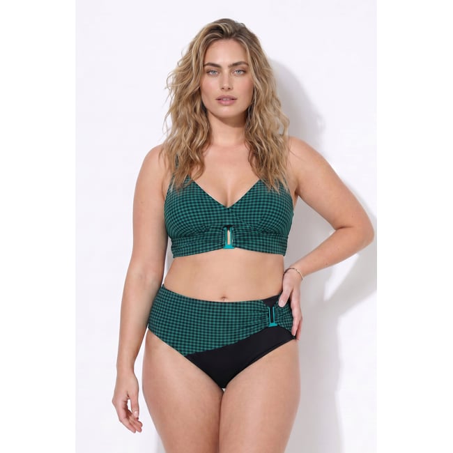 Bikini à carreaux, bonnets souples noir <span itemprop=