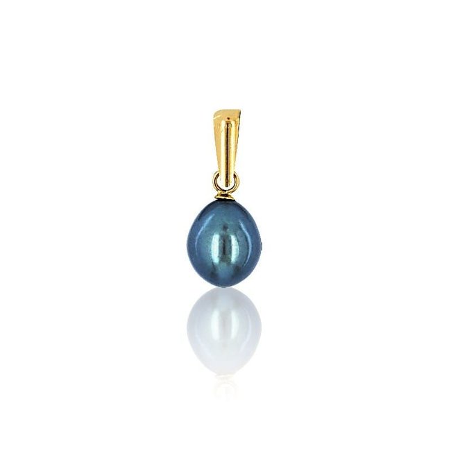 Pendentif en or 375 et perle de culture or et noir <span itemprop=