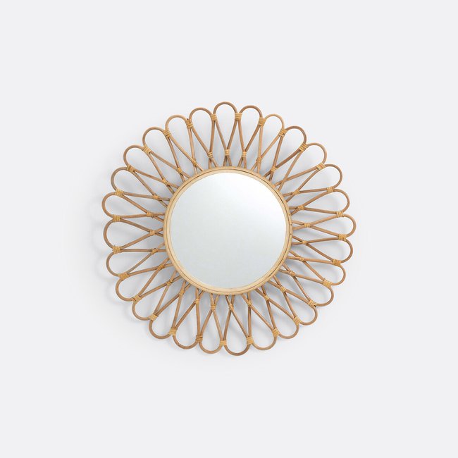 Nogu 50cm Diameter Sun-Shaped Rattan and Bamboo Mirror, natural, LA REDOUTE INTERIEURS