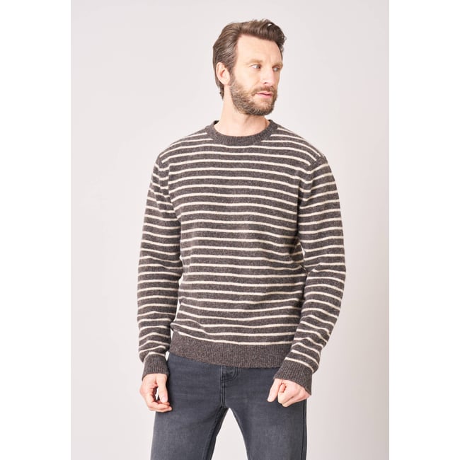 Pull confort homme en maille rayé jacquard RISCOS - DEELUXE