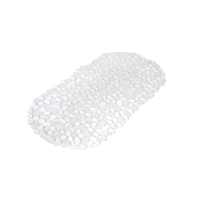 Tapis antidérapant fond de baignoire effet galet transparent <span itemprop=