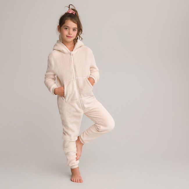Surpyjama à capuche dinosaure en polaire rose <span itemprop=