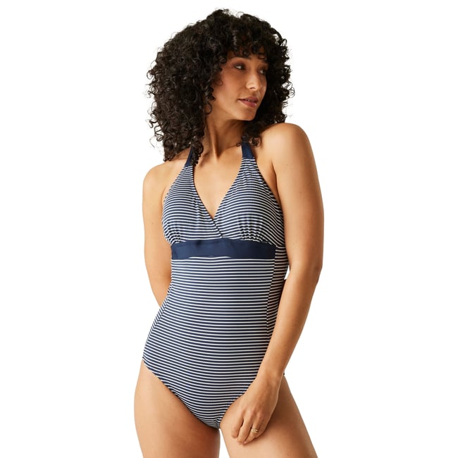 Maillot de bain 1 pièce FLAVIA bleu marine / blanc <span itemprop=