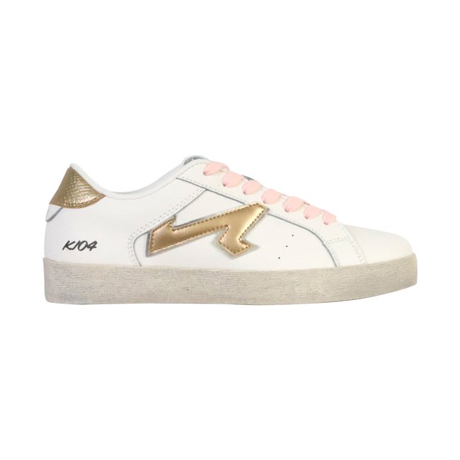 Basket Cuir Baglia blanc-or <span itemprop=